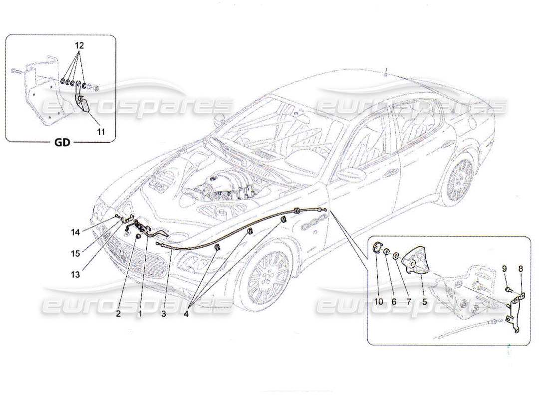 maserati qtp. (2010) 4.2 front lid opening button part diagram