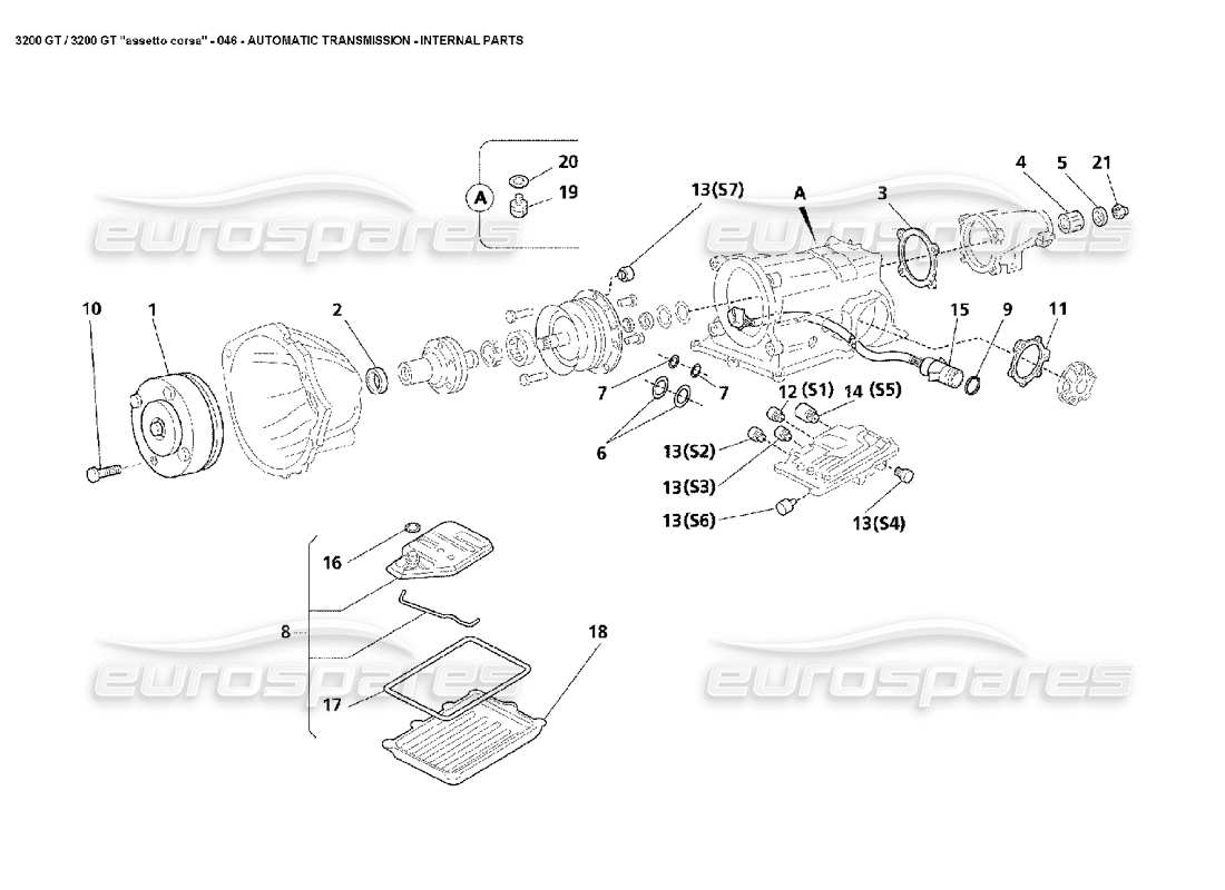 maserati 3200 gt/gta/assetto corsa auto gearbox - internals part diagram