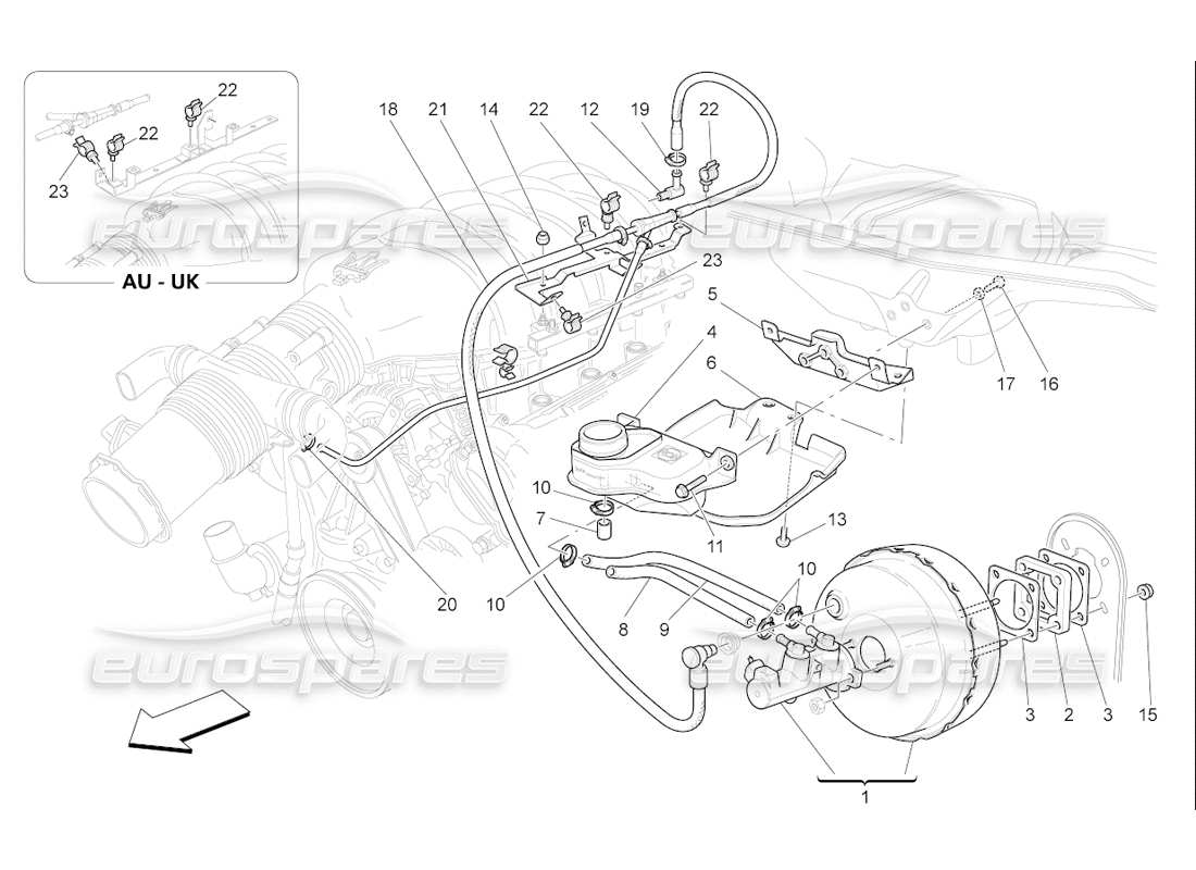 maserati qtp. (2006) 4.2 f1 brake servo system part diagram