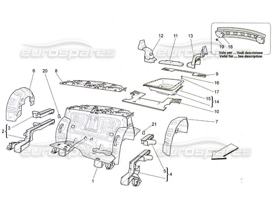 maserati qtp. (2010) 4.2 rear structural frames and sheet panels part diagram