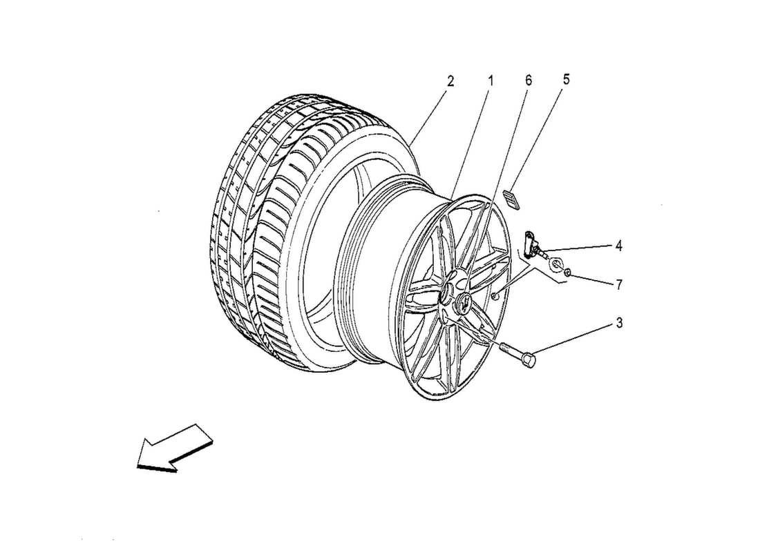 maserati qtp. v8 3.8 530bhp 2014 wheels and tyres part diagram