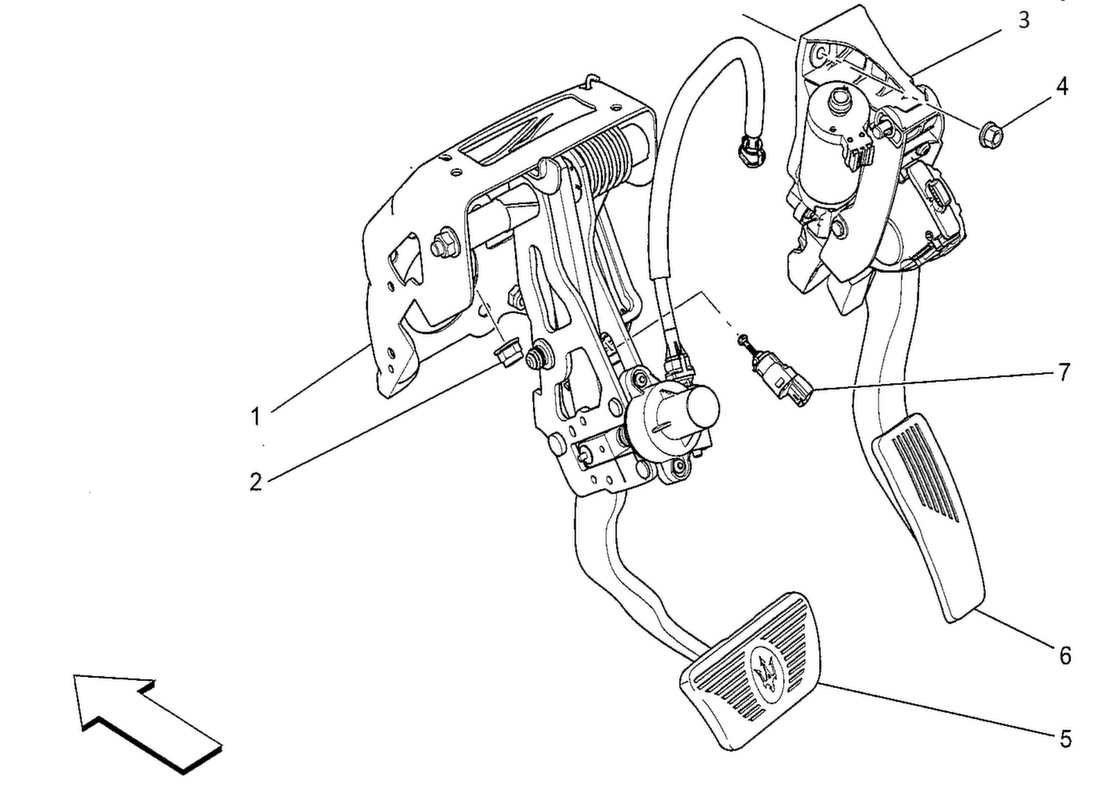 maserati qtp. v8 3.8 530bhp 2014 complete pedal board unit part diagram