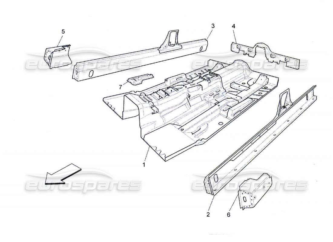 maserati qtp. (2010) 4.7 central structural frames and sheet panels part diagram