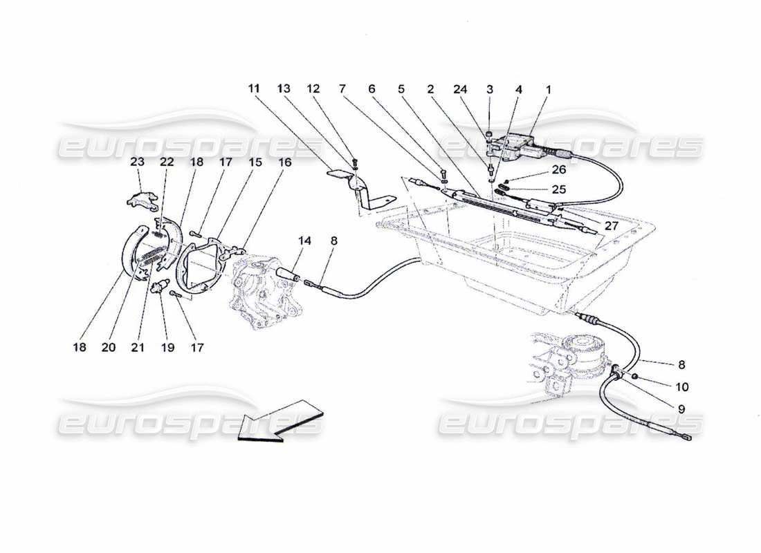 maserati qtp. (2010) 4.7 handbrake part diagram