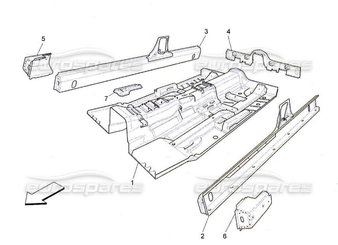 maserati qtp. (2010) 4.2 central structural frames and sheet panels part diagram