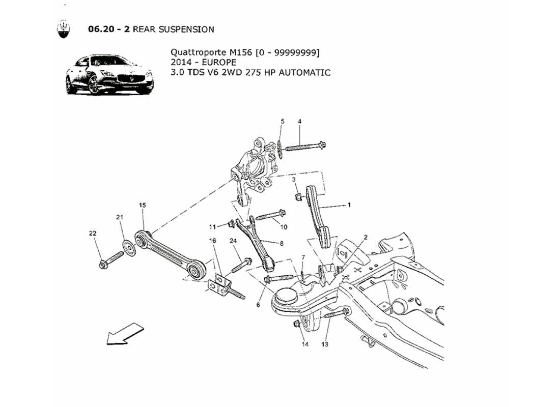 maserati qtp. v6 3.0 tds 275bhp 2014 rear suspension part diagram