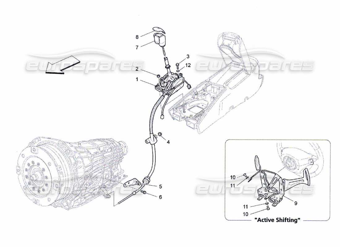 maserati qtp. (2010) 4.7 driver controls for automatic gearbox part diagram