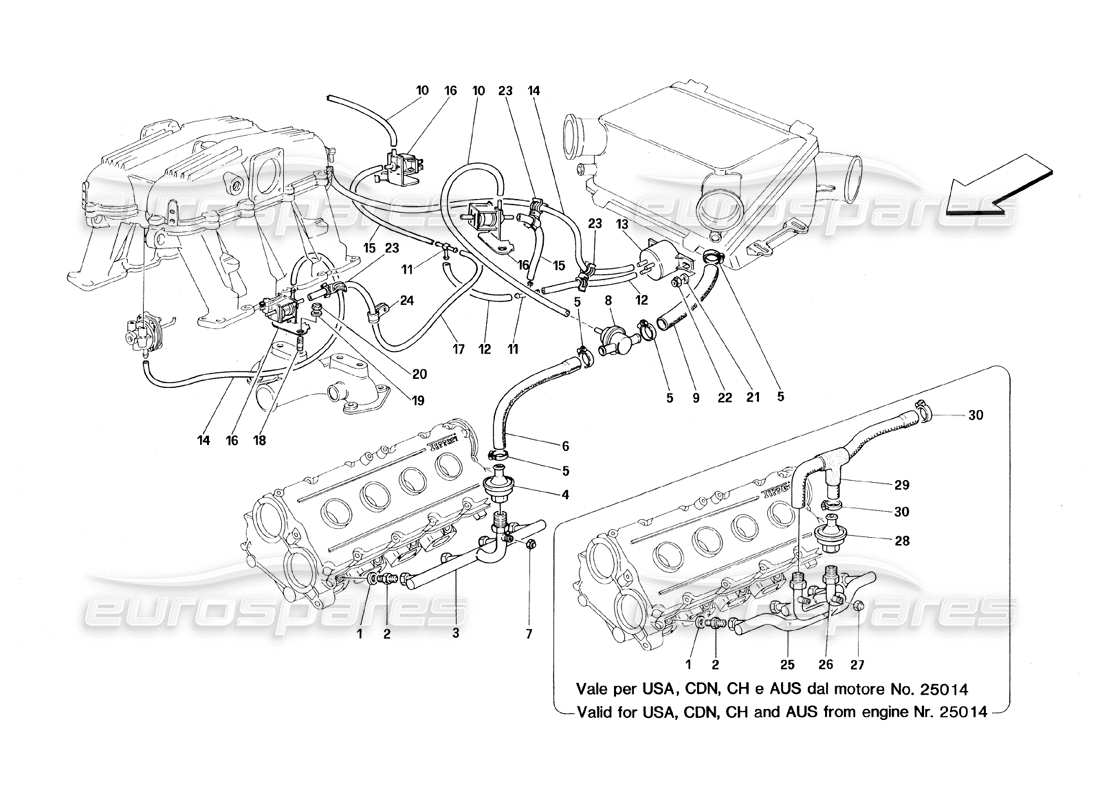 ferrari 348 (1993) tb / ts air injection device parts diagram