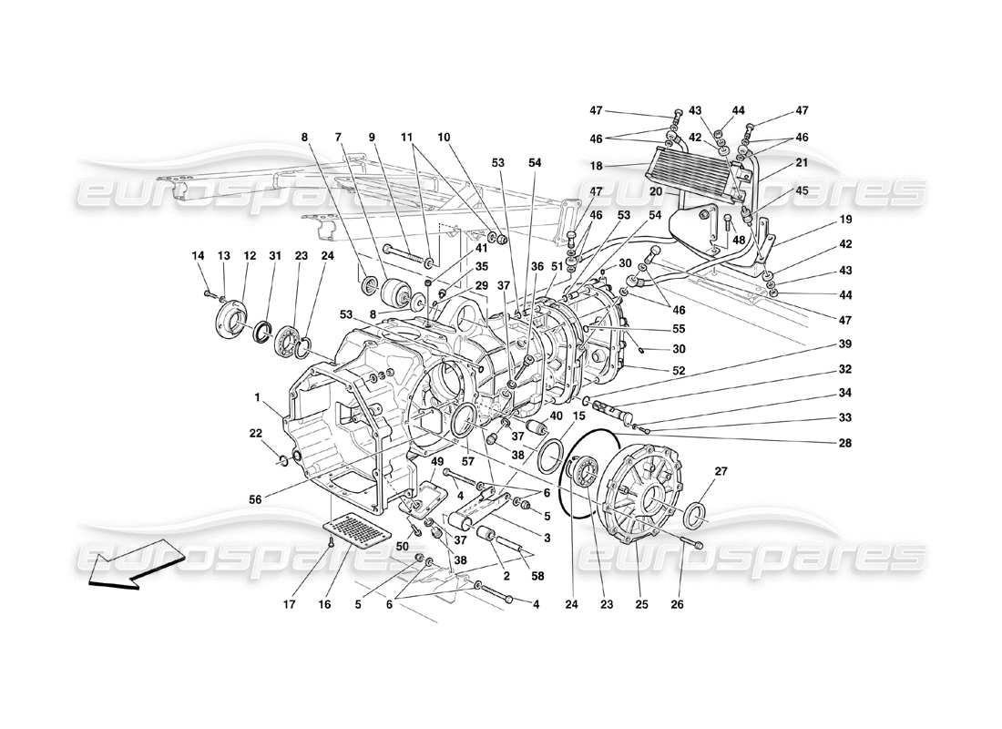 ferrari 360 challenge (2000) gearbox - covers part diagram