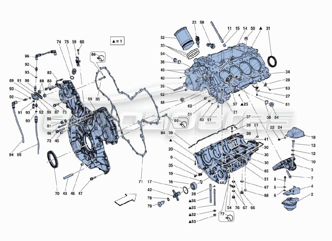 ferrari 488 challenge crankcase part diagram