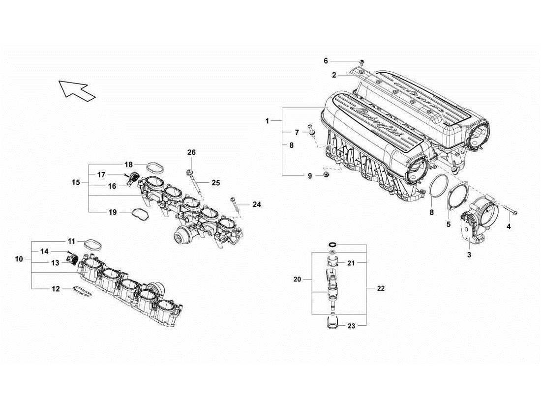 lamborghini gallardo lp560-4s update intake manifold part diagram