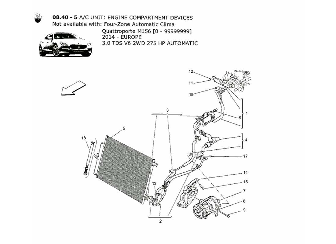 maserati qtp. v6 3.0 tds 275bhp 2014 a c unit: engine compartment devices part diagram