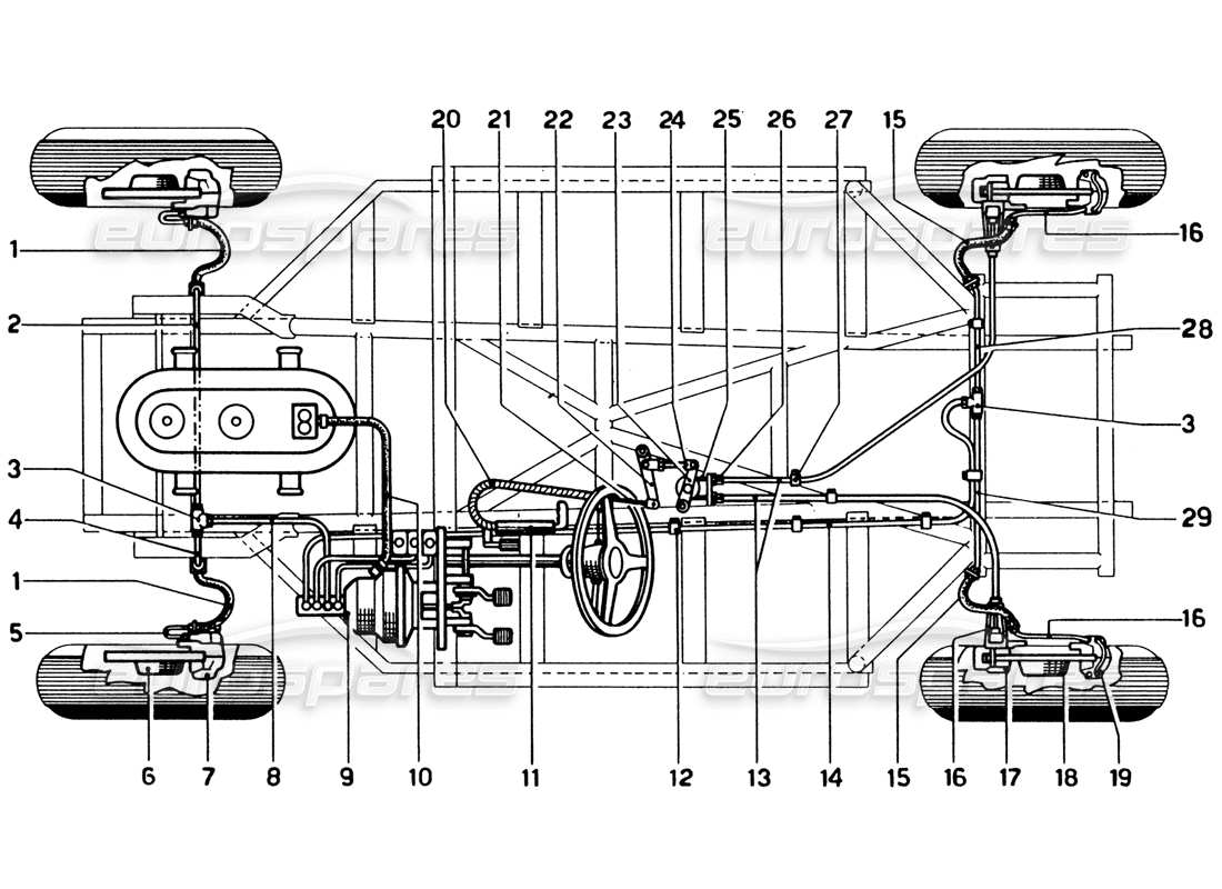 ferrari 330 gtc coupe brake lines & system part diagram