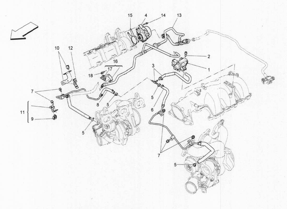 maserati qtp. v6 3.0 bt 410bhp 2015 additional air system part diagram