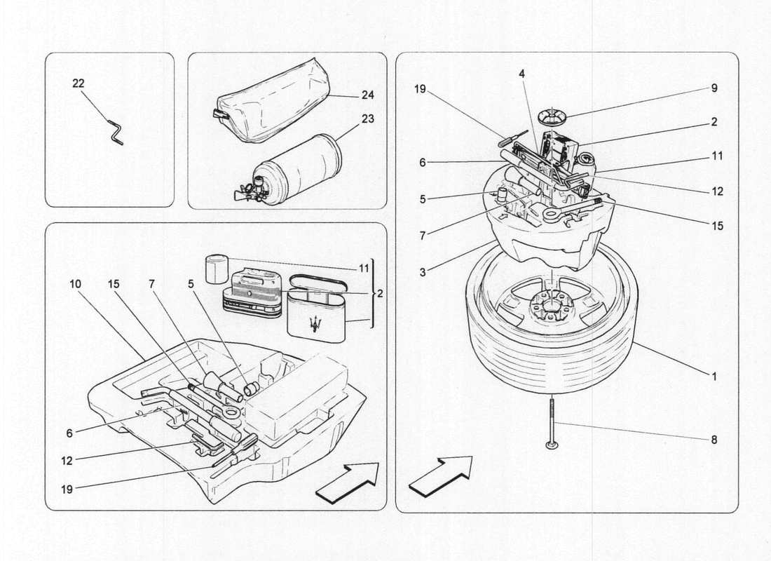 maserati qtp. v6 3.0 bt 410bhp 2wd 2017 standard provided tools part diagram