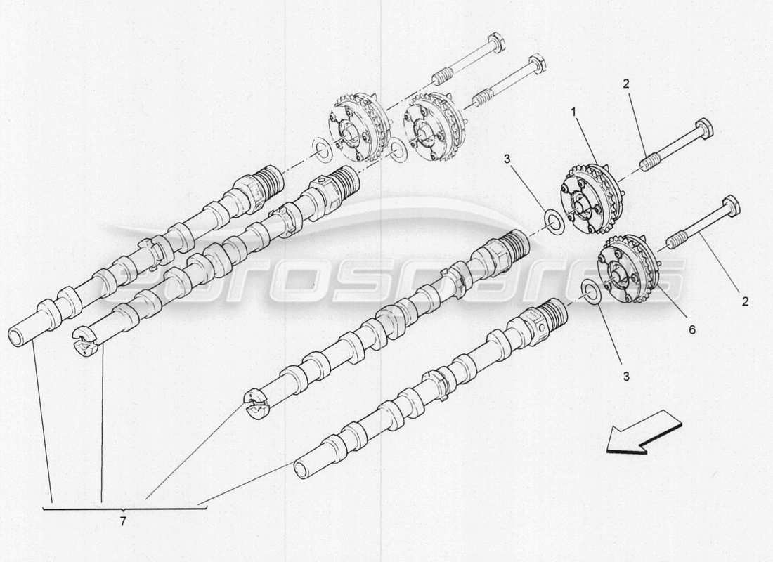 maserati qtp. v8 3.8 530bhp 2014 auto lh cylinder head camshafts part diagram