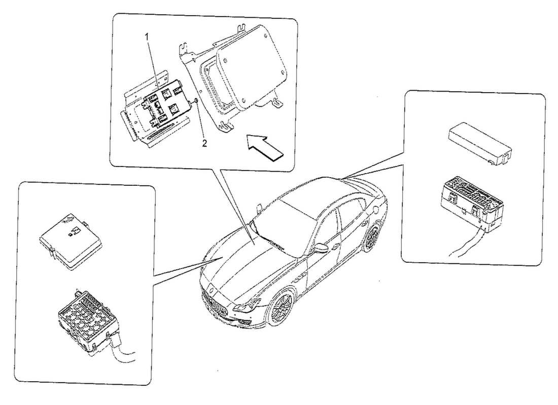 maserati qtp. v8 3.8 530bhp 2014 relays, fuses and boxes part diagram