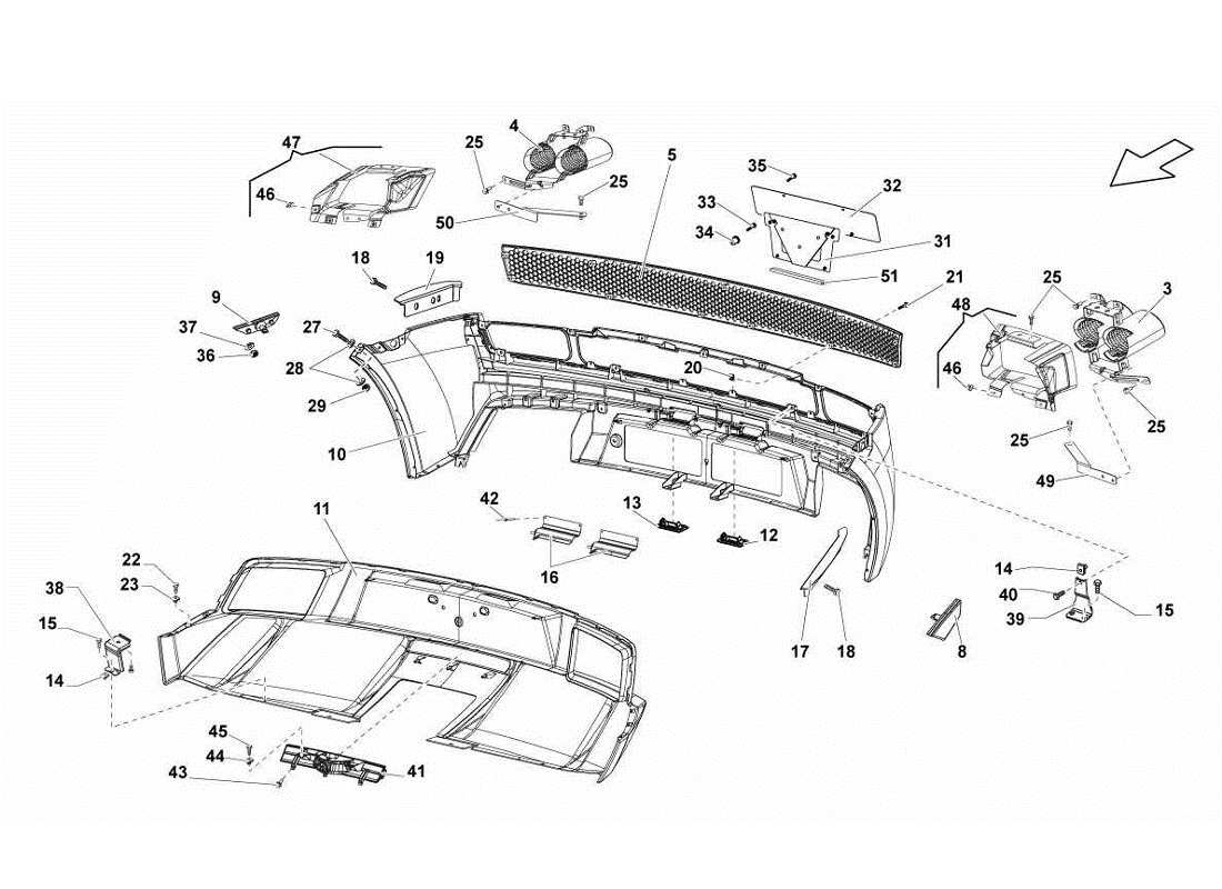 lamborghini gallardo lp570-4s perform rear bumpers part diagram