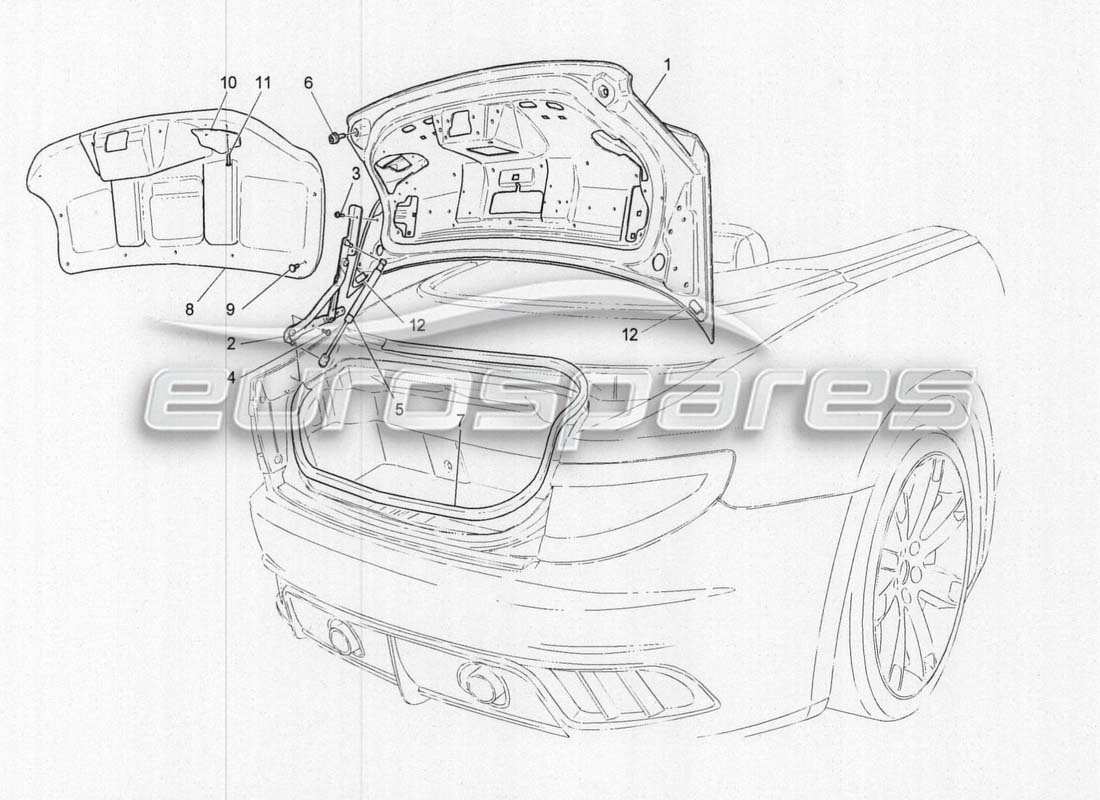 maserati grancabrio mc centenario rear lid part diagram