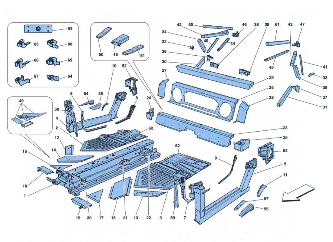 ferrari 458 challenge elementi parte centrale e lamiere part diagram