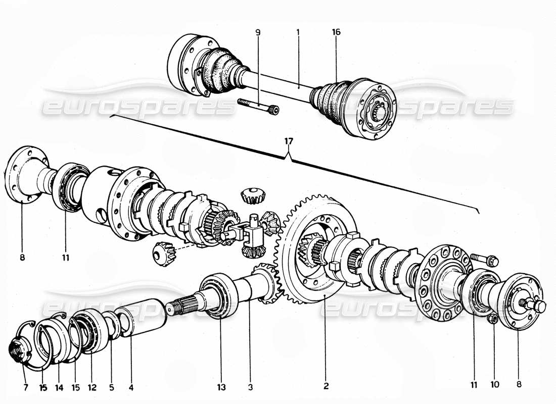 ferrari 365 gtc4 (mechanical) diff unit part diagram