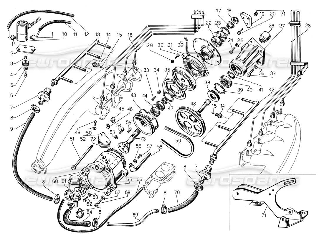 lamborghini jalpa 3.5 (1984) air pollution system (valid for usa - may 1985) part diagram