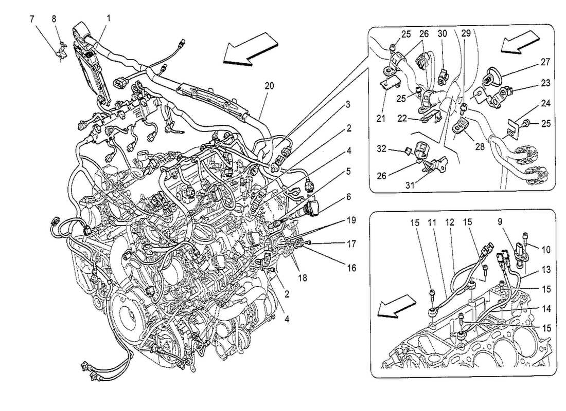 maserati qtp. v8 3.8 530bhp 2014 electronic control: injection and engine timing controling part diagram