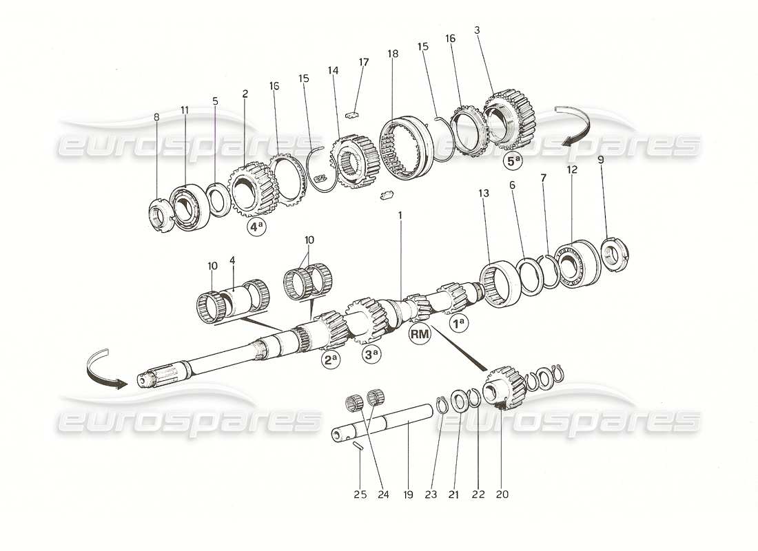 ferrari 308 gt4 dino (1976) main shaft gears part diagram