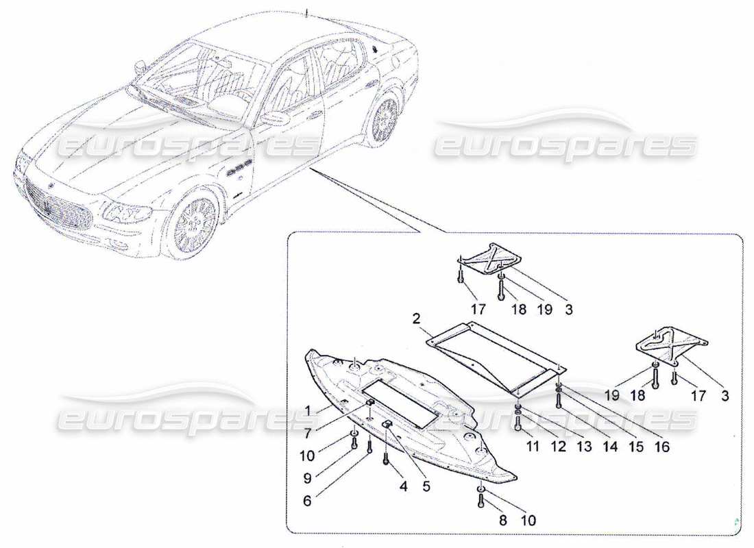 maserati qtp. (2010) 4.7 underbody and underfloor guards part diagram