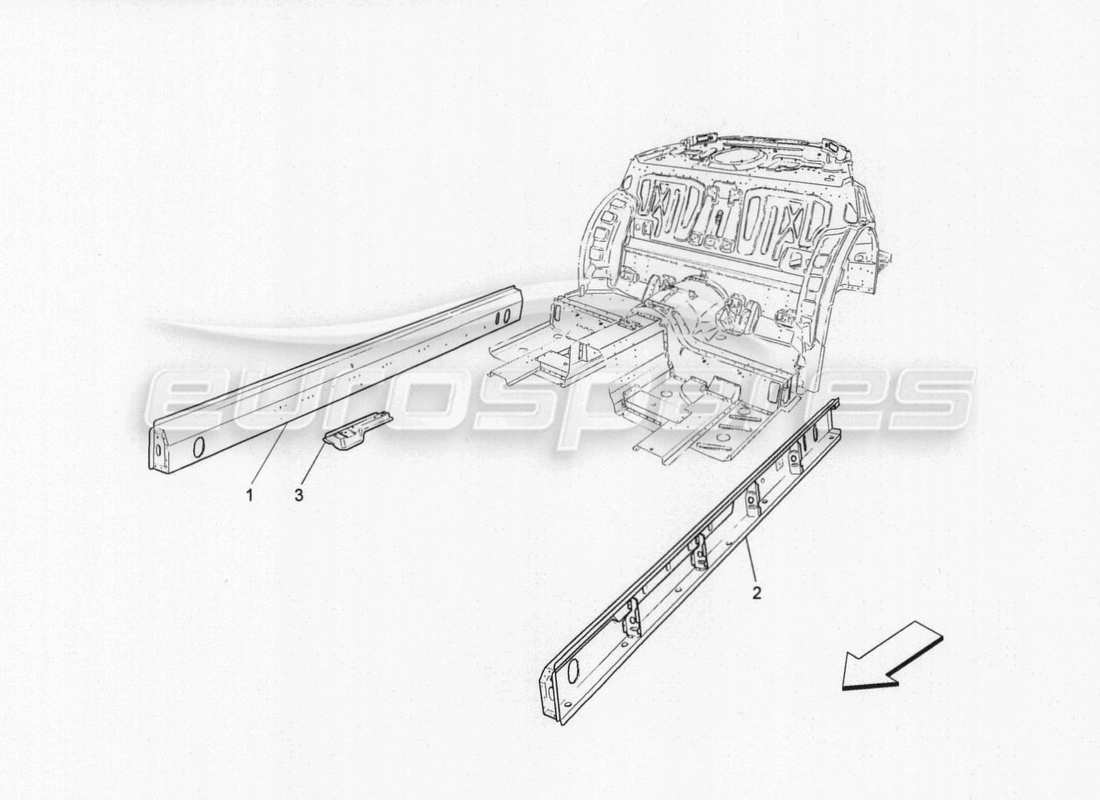 maserati granturismo special edition central structural frames and sheet panels part diagram