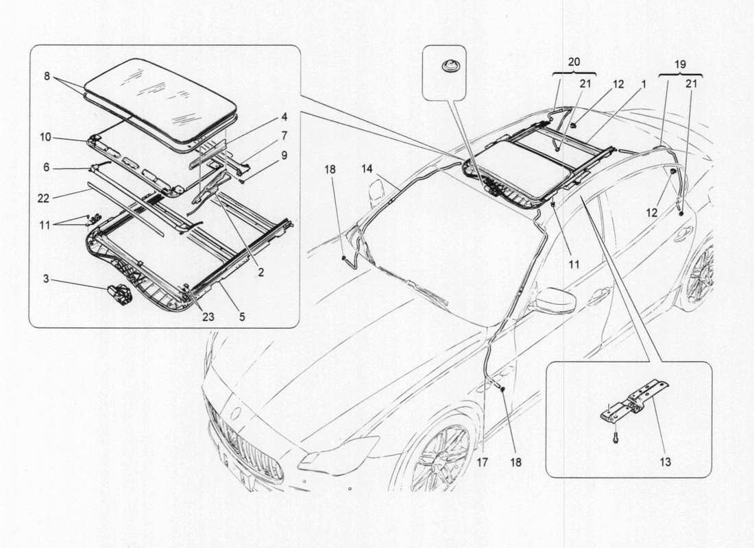 maserati qtp. v6 3.0 bt 410bhp 2015 sunroof part diagram