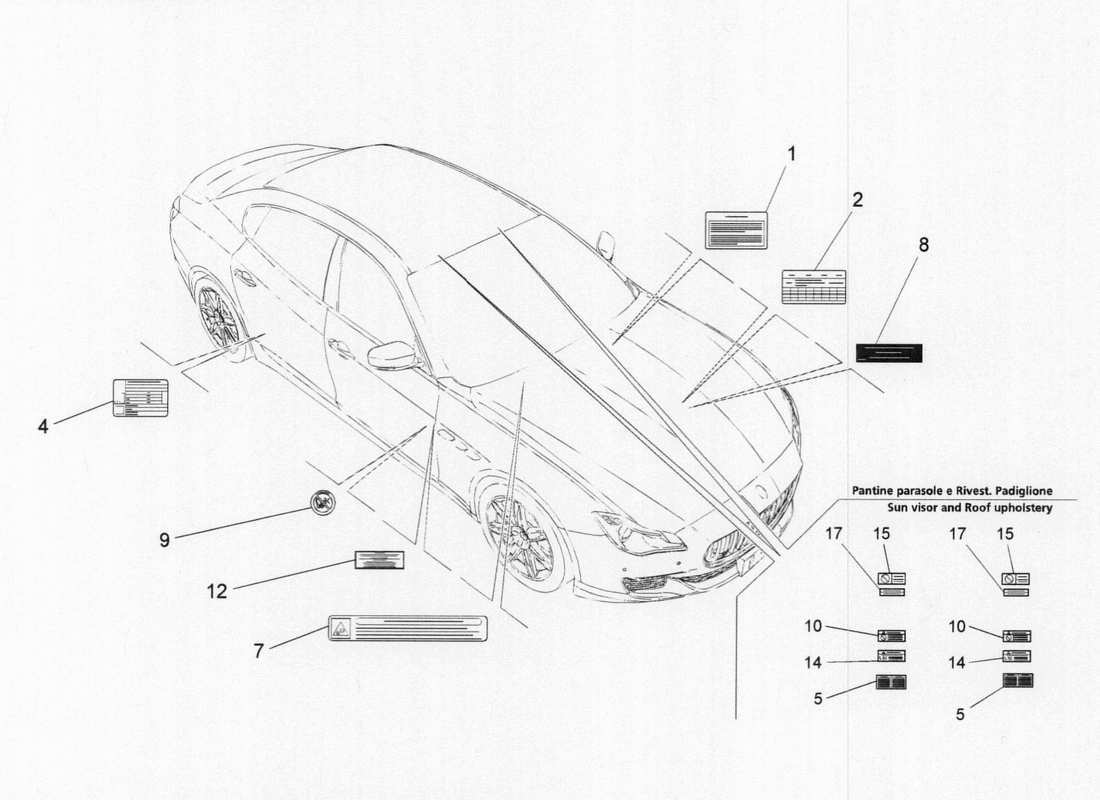 maserati qtp. v6 3.0 bt 410bhp 2015 stickers and labels part diagram