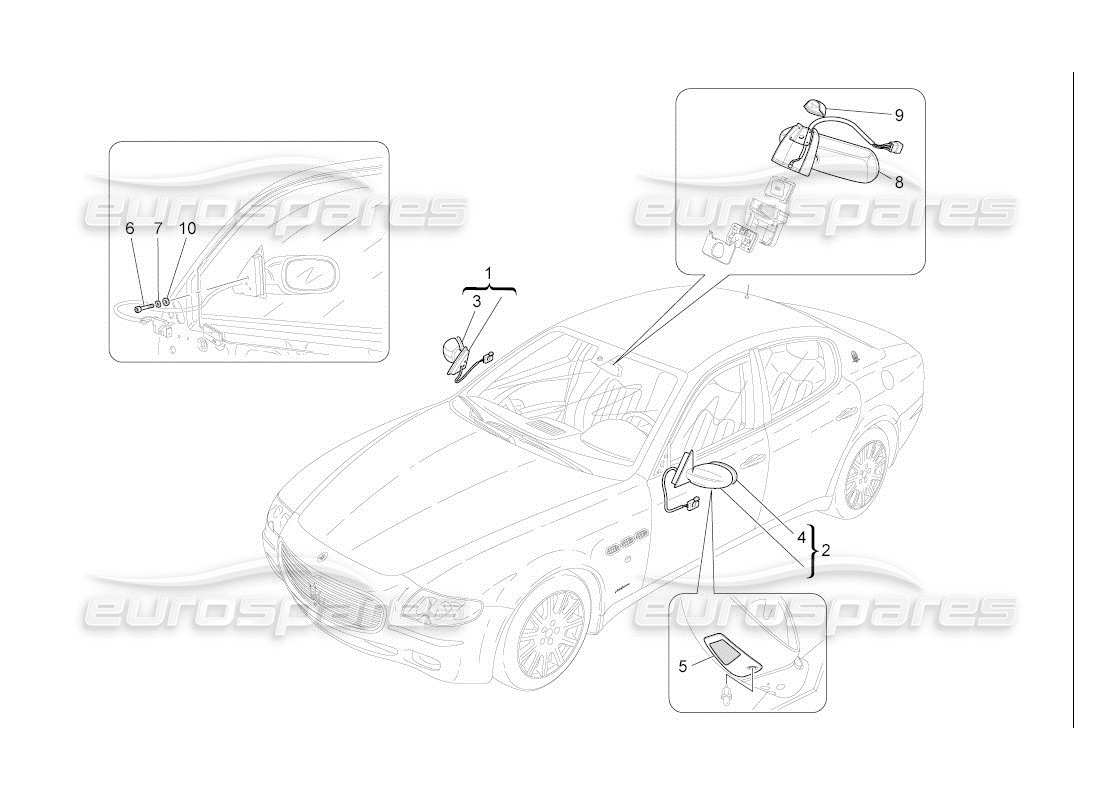 maserati qtp. (2007) 4.2 auto internal and external rear-view mirrors part diagram