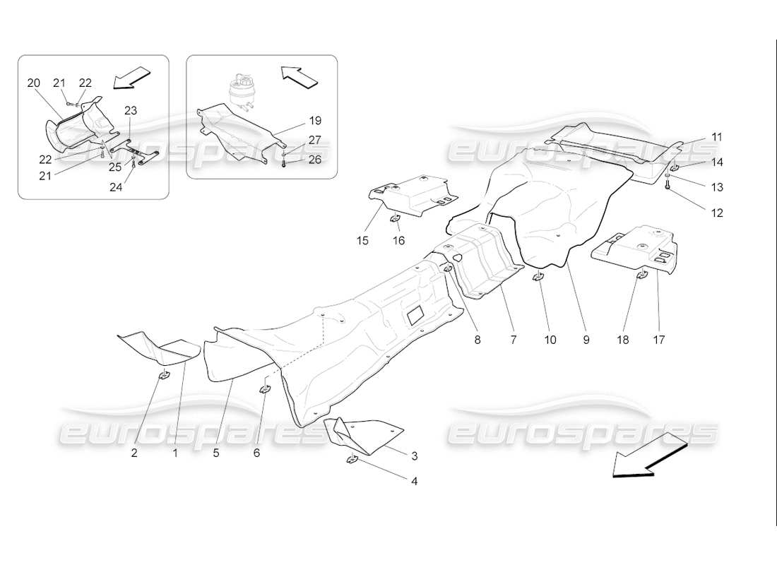 maserati qtp. (2006) 4.2 f1 thermal insulating panels inside the vehicle part diagram