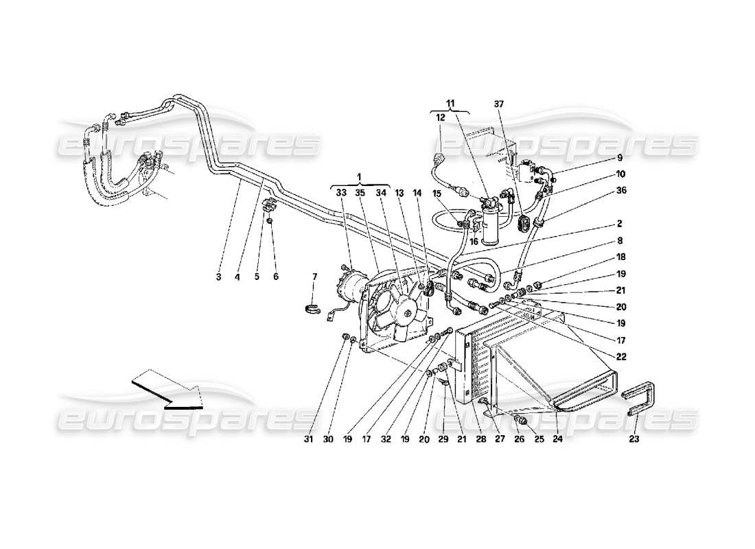 ferrari 348 (2.7 motronic) air conditioning system parts diagram