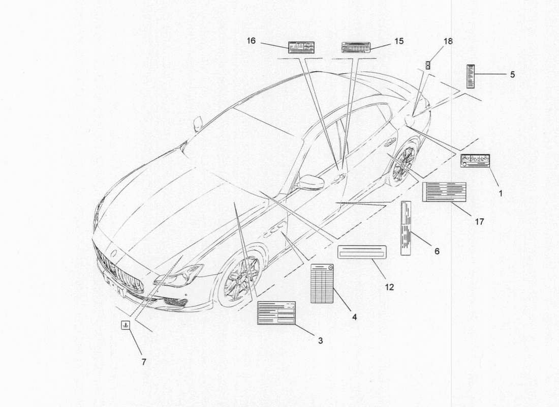 maserati qtp. v6 3.0 bt 410bhp 2015 stickers and labels part diagram