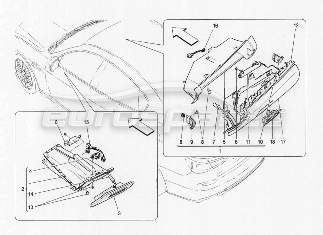 maserati qtp. v8 3.8 530bhp auto 2015 dashboard unit part diagram