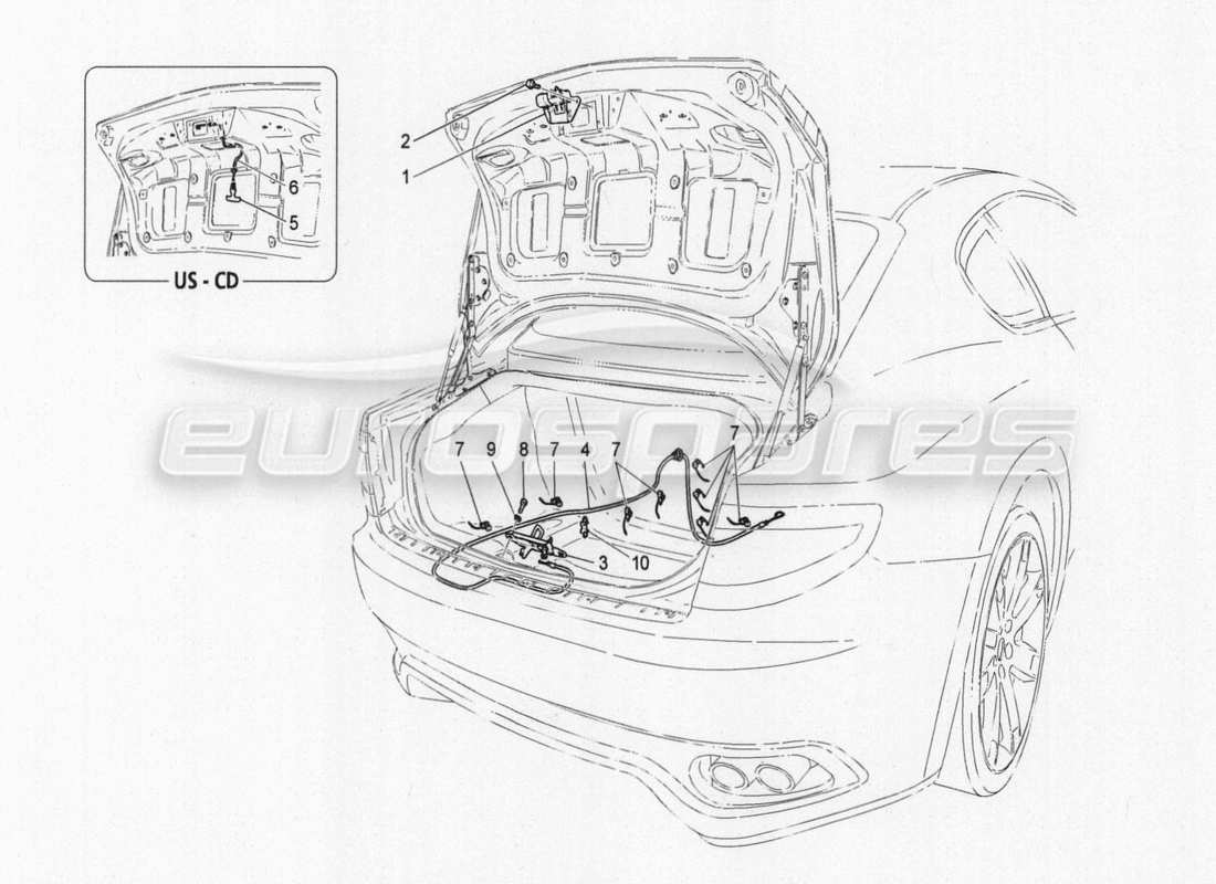 maserati granturismo special edition rear lid opening control part diagram