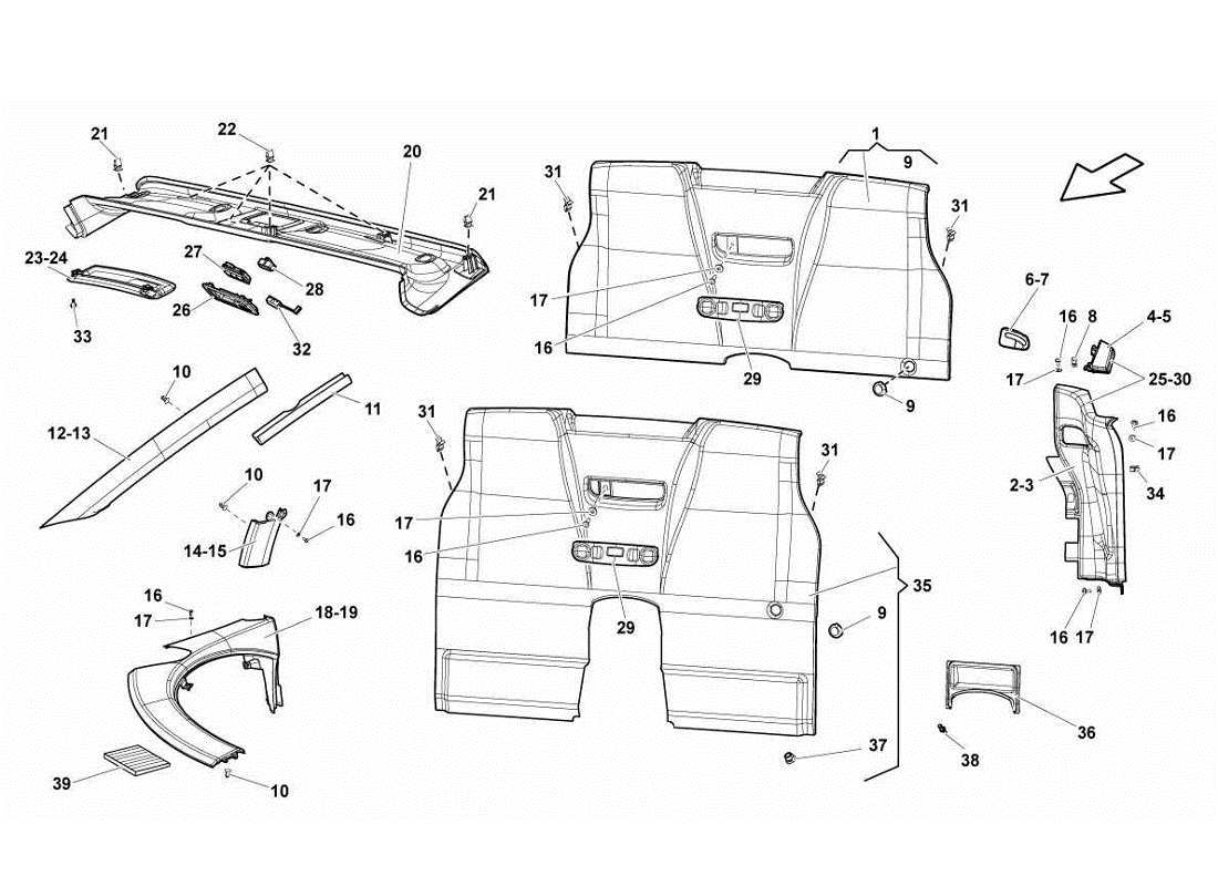 lamborghini gallardo lp560-4s update passenger compartment trims part diagram