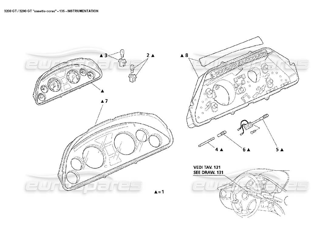 maserati 3200 gt/gta/assetto corsa instrumentation part diagram