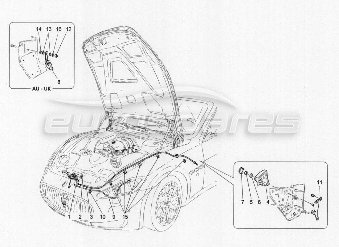 maserati granturismo special edition front lid opening button part diagram