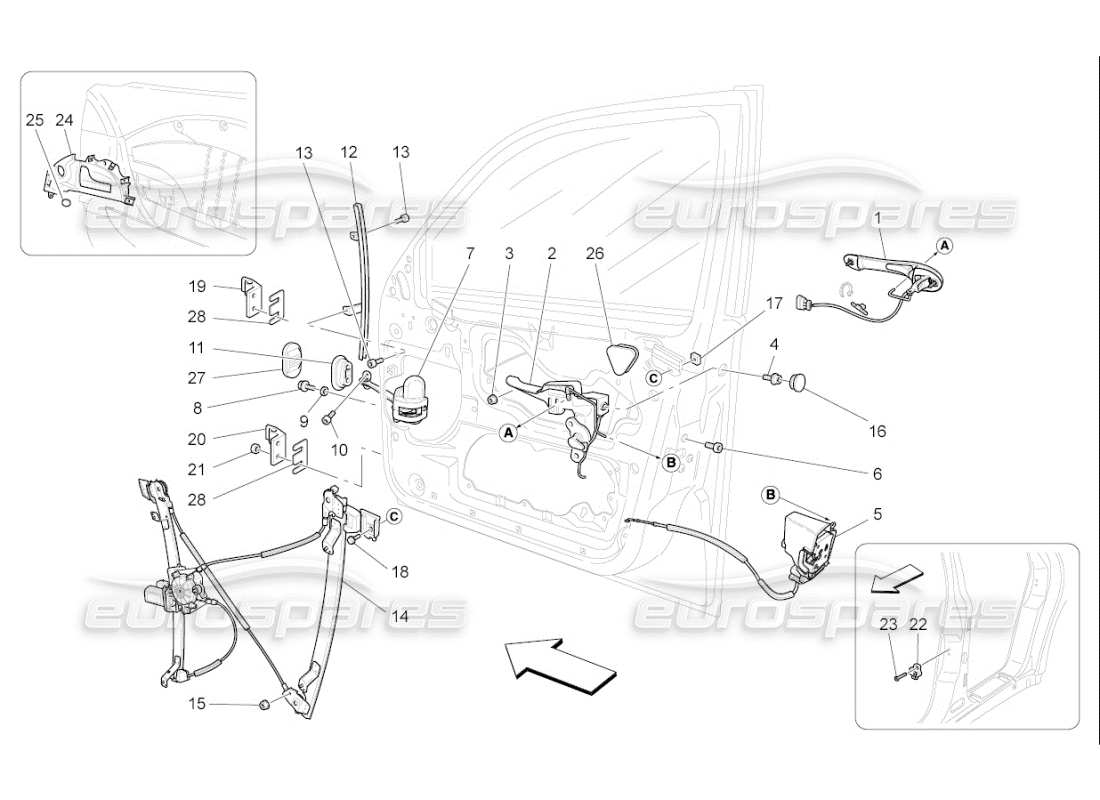 maserati qtp. (2007) 4.2 f1 front doors: mechanisms part diagram