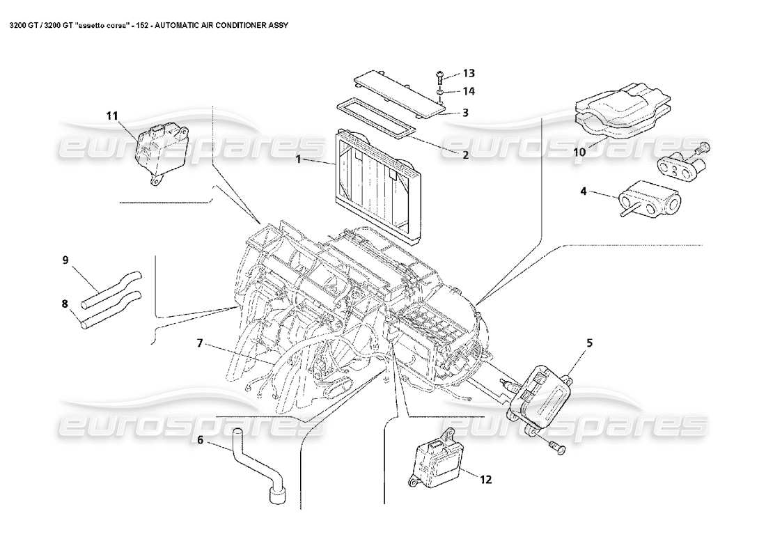 maserati 3200 gt/gta/assetto corsa air conditioner assy: 1 part diagram