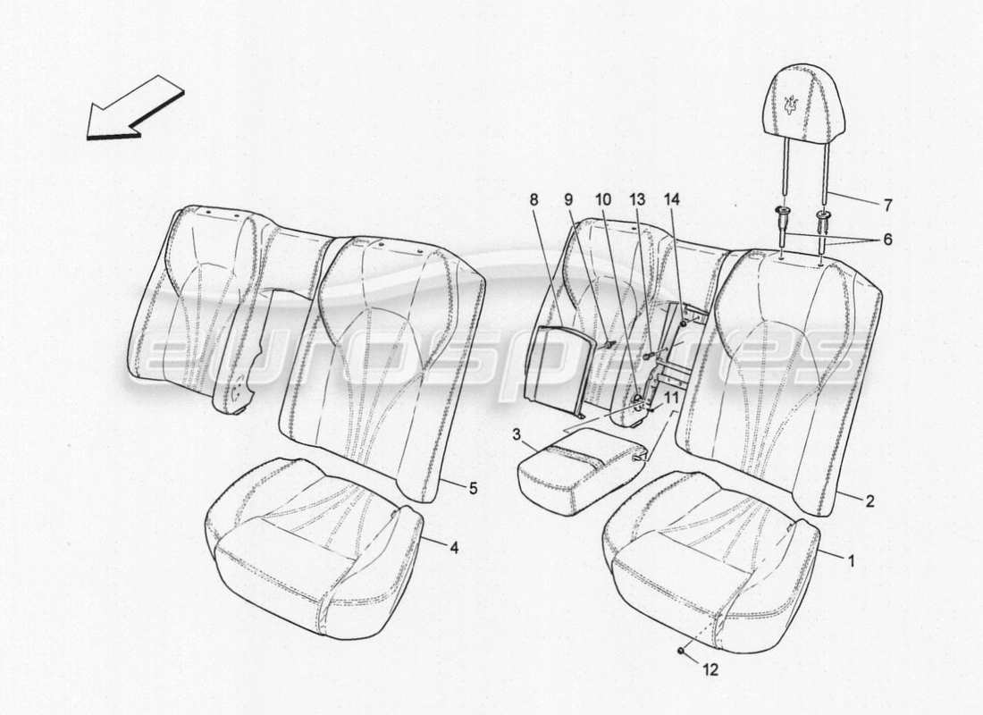 maserati granturismo special edition rear seats: trim panels part diagram