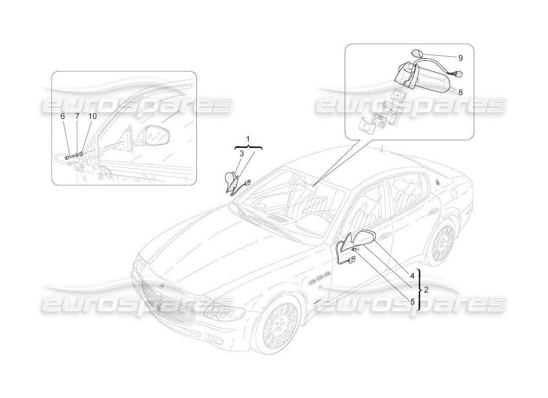 maserati qtp. (2011) 4.2 auto internal and external rear-view mirrors part diagram