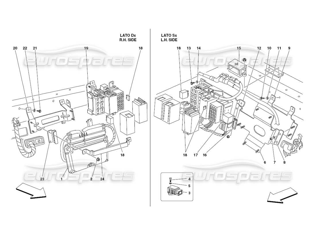 ferrari 430 challenge (2006) rear passengers compartment control stations part diagram