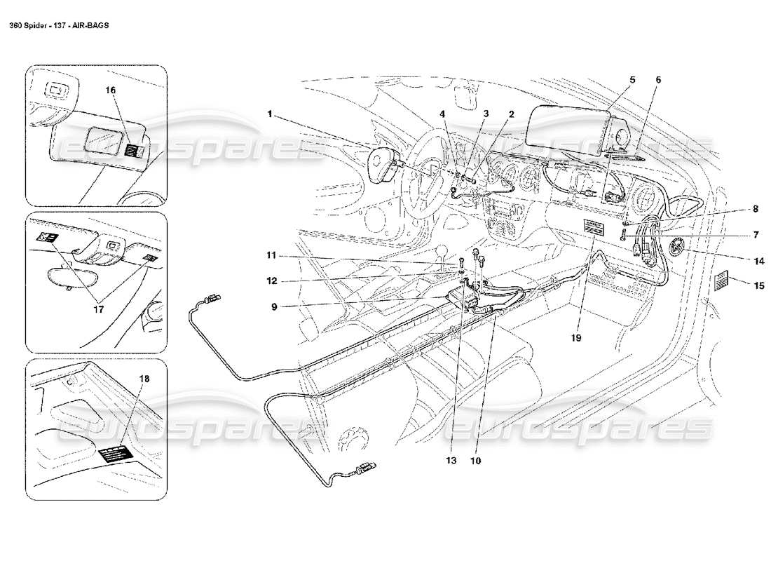 ferrari 360 spider air-bags part diagram