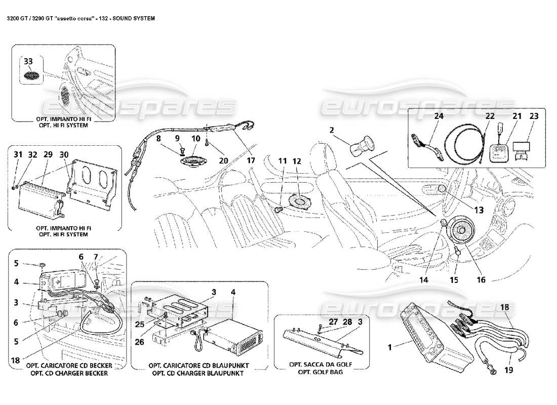 maserati 3200 gt/gta/assetto corsa sound system part diagram