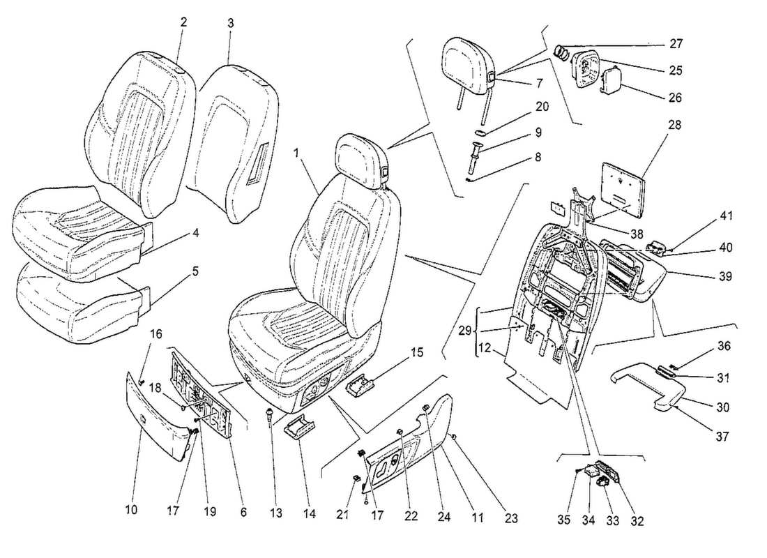 maserati qtp. v8 3.8 530bhp 2014 front seats: trim panels part diagram