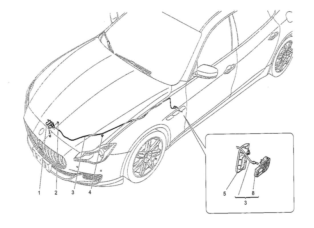 maserati qtp. v8 3.8 530bhp 2014 front lid opening button part diagram